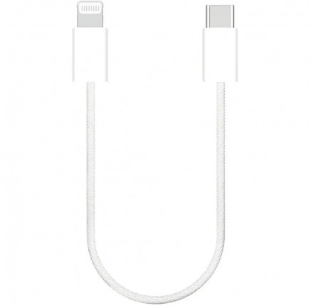 Cablu USB-C Lightning scurt 30W 30cm textil impletit Sunix Premium SCIP20 Alb