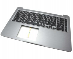 Tastatura Dell  2PR5K Neagra cu Palmrest Argintiu iluminata backlit. Keyboard Dell  2PR5K Neagra cu Palmrest Argintiu. Tastaturi laptop Dell  2PR5K Neagra cu Palmrest Argintiu. Tastatura notebook Dell  2PR5K Neagra cu Palmrest Argintiu
