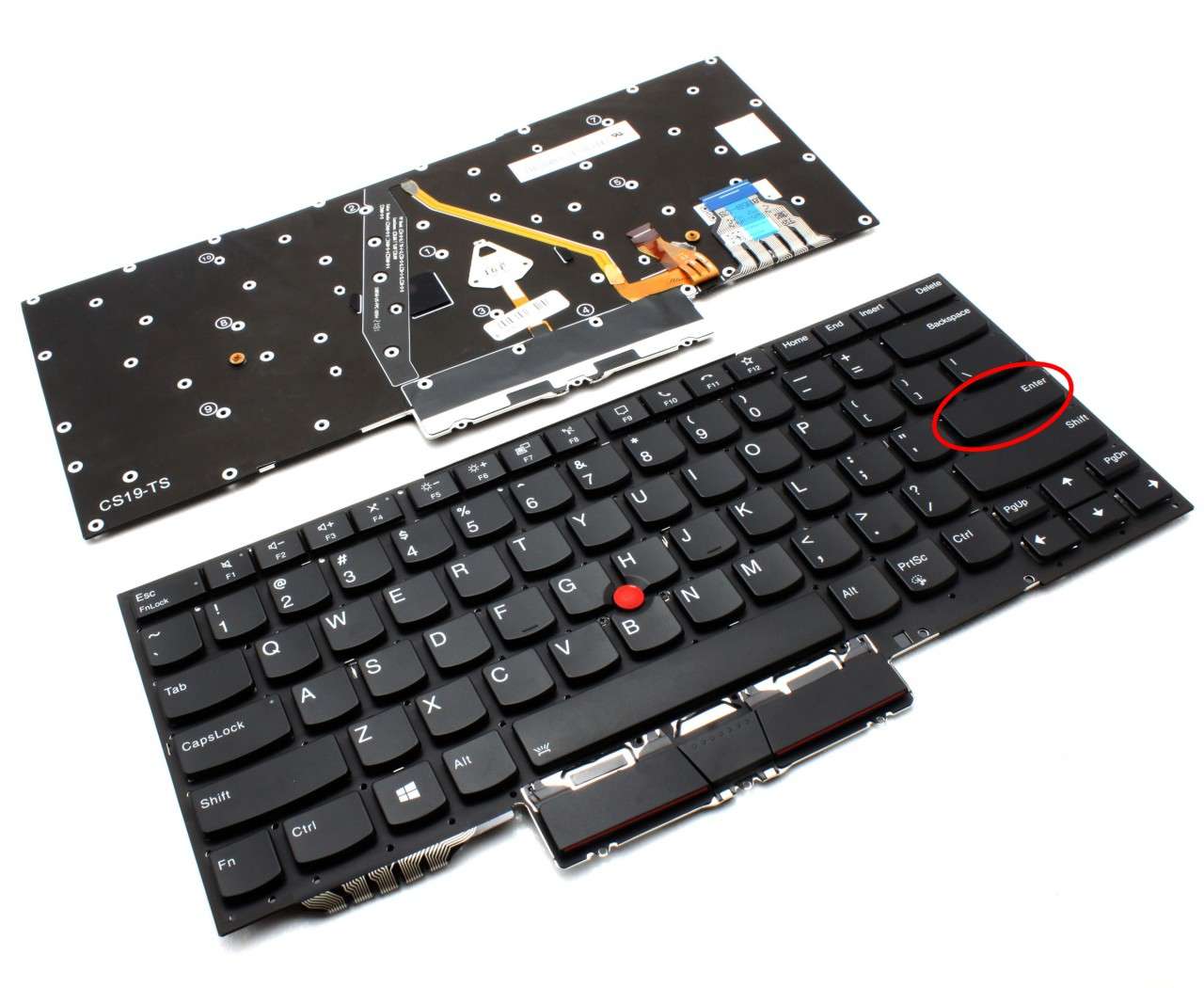 Tastatura Lenovo SN20R55563 iluminata layout US fara rama enter mic enter imagine 2022