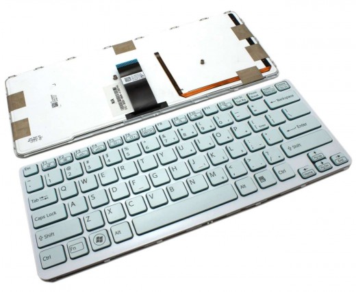 Tastatura Sony Vaio SVE14A alba iluminata backlit. Keyboard Sony Vaio SVE14A alba. Tastaturi laptop Sony Vaio SVE14A alba. Tastatura notebook Sony Vaio SVE14A alba