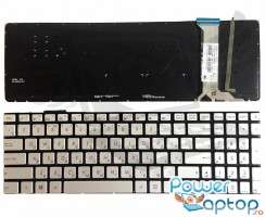 Tastatura gri Asus  PK13183315S iluminata layout US fara rama enter mic