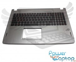 Tastatura Asus ROG GL502VM neagra cu Palmrest argintiu iluminata backlit. Keyboard Asus ROG GL502VM neagra cu Palmrest argintiu. Tastaturi laptop Asus ROG GL502VM neagra cu Palmrest argintiu. Tastatura notebook Asus ROG GL502VM neagra cu Palmrest argintiu