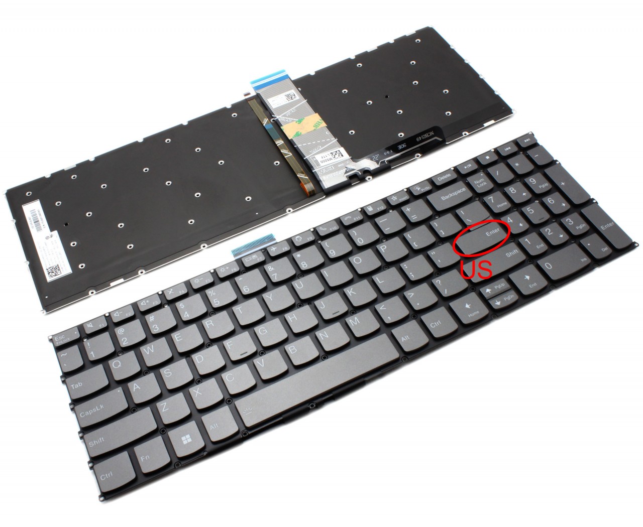 Tastatura Lenovo IdeaPad 3-15ADA6 Type 82KR iluminata layout US fara rama enter mic