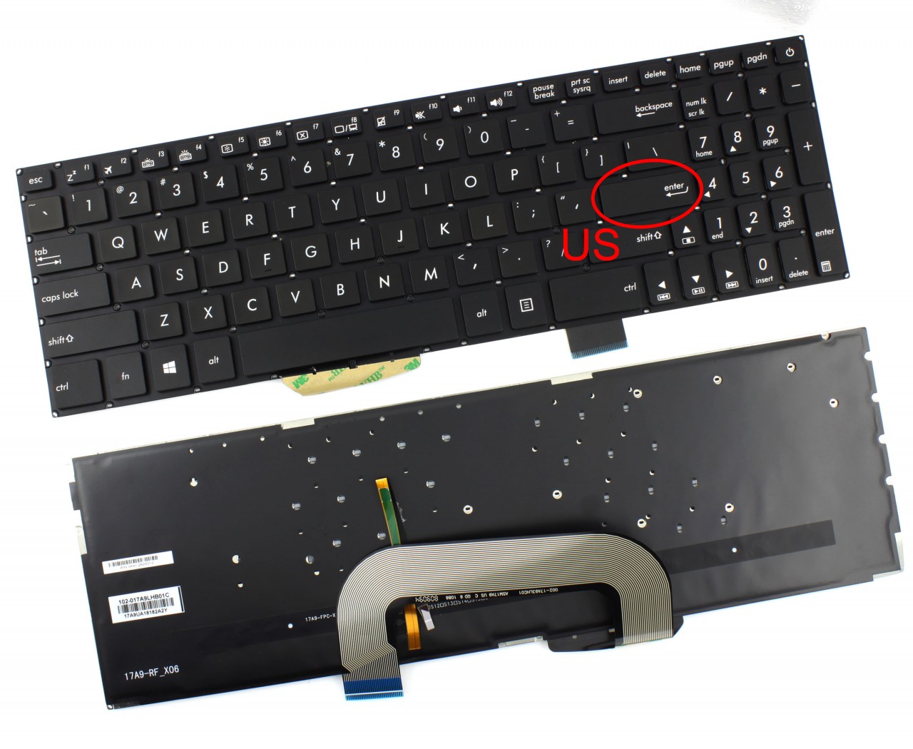 Tastatura Asus 0KN1-2R2FS12 iluminata layout US fara rama enter mic 0KN1-2R2FS12 imagine 2022