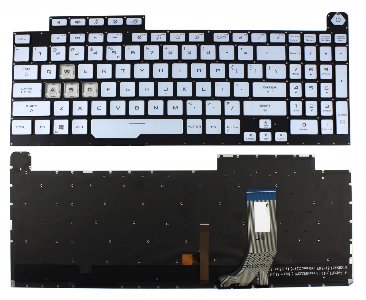 Tastatura Albastra Asus ROG STRIX SCAR III G731 iluminata layout US fara rama enter mic image8