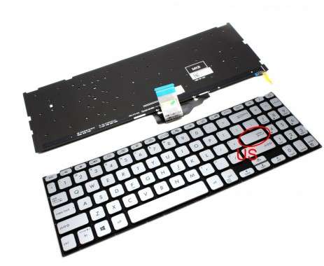 Tastatura Asus 0KNB0-5607US00 Argintie iluminata. Keyboard Asus 0KNB0-5607US00. Tastaturi laptop Asus 0KNB0-5607US00. Tastatura notebook Asus 0KNB0-5607US00