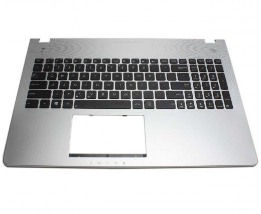 Tastatura Asus  33NJ8TCJN10 neagra cu Palmrest argintiu iluminata backlit. Keyboard Asus  33NJ8TCJN10 neagra cu Palmrest argintiu. Tastaturi laptop Asus  33NJ8TCJN10 neagra cu Palmrest argintiu. Tastatura notebook Asus  33NJ8TCJN10 neagra cu Palmrest argintiu