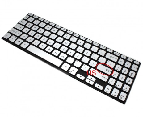 Tastatura Asus VivoBook S15 s530fa Argintie iluminata. Keyboard Asus VivoBook S15 s530fa. Tastaturi laptop Asus VivoBook S15 s530fa. Tastatura notebook Asus VivoBook S15 s530fa