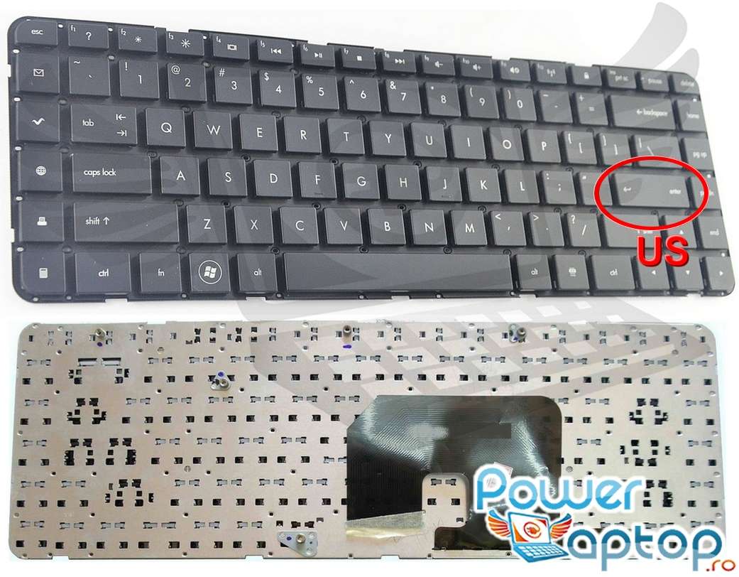 Tastatura HP Pavilion dv6 3060 layout US fara rama enter mic imagine powerlaptop.ro 2021