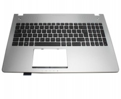 Tastatura Asus  N56VZ neagra cu Palmrest argintiu. Keyboard Asus  N56VZ neagra cu Palmrest argintiu. Tastaturi laptop Asus  N56VZ neagra cu Palmrest argintiu. Tastatura notebook Asus  N56VZ neagra cu Palmrest argintiu