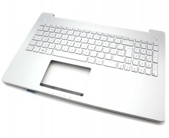 Tastatura Asus R552JK argintie cu Palmrest argintiu iluminata backlit. Keyboard Asus R552JK argintie cu Palmrest argintiu. Tastaturi laptop Asus R552JK argintie cu Palmrest argintiu. Tastatura notebook Asus R552JK argintie cu Palmrest argintiu