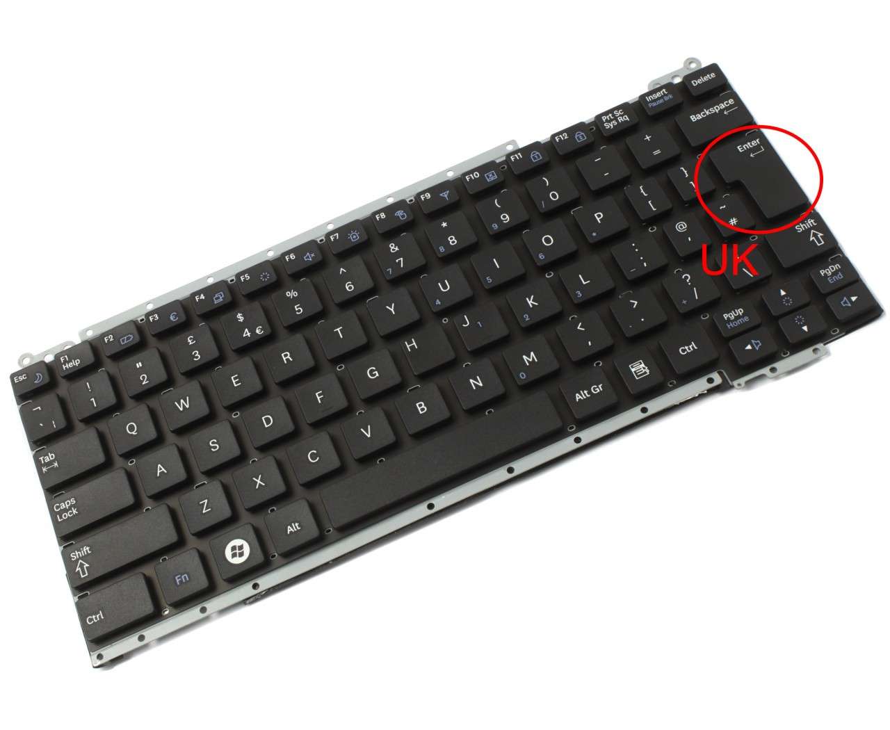 Tastatura neagra Samsung NC110 A04 layout UK fara rama enter mare A04