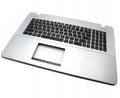 Tastatura Asus  X751MJ neagra cu Palmrest Argintiu. Keyboard Asus  X751MJ neagra cu Palmrest Argintiu. Tastaturi laptop Asus  X751MJ neagra cu Palmrest Argintiu. Tastatura notebook Asus  X751MJ neagra cu Palmrest Argintiu