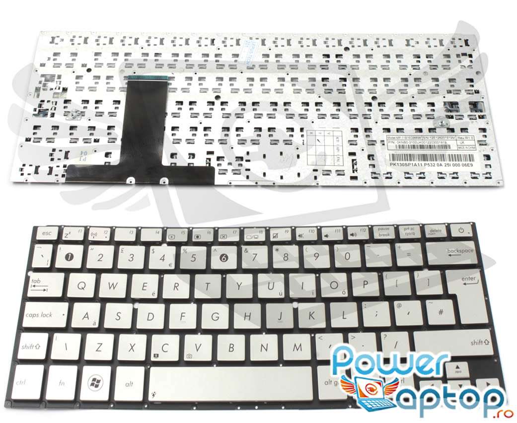 Tastatura argintie Asus ZenBook UX31A layout UK fara rama enter mare ASUS imagine noua reconect.ro