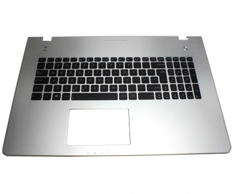 Tastatura Asus  N76VJ neagra cu Palmrest argintiu. Keyboard Asus  N76VJ neagra cu Palmrest argintiu. Tastaturi laptop Asus  N76VJ neagra cu Palmrest argintiu. Tastatura notebook Asus  N76VJ neagra cu Palmrest argintiu