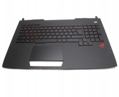 Tastatura Asus G751JL neagra cu Palmrest negru iluminata backlit. Keyboard Asus G751JL neagra cu Palmrest negru. Tastaturi laptop Asus G751JL neagra cu Palmrest negru. Tastatura notebook Asus G751JL neagra cu Palmrest negru