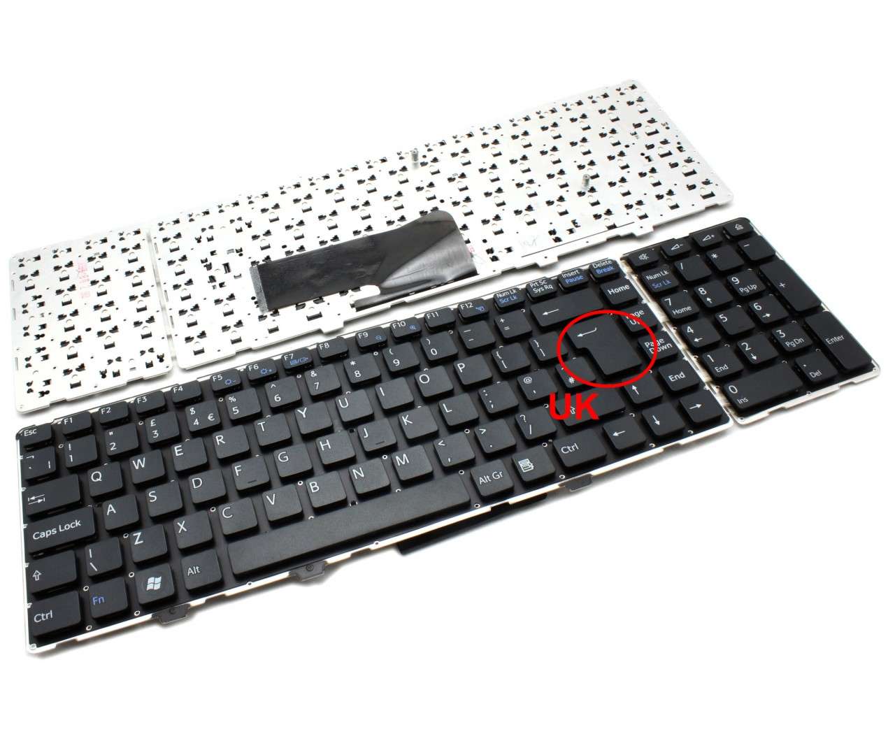 Tastatura neagra Sony Vaio VGN AW160J Q layout UK fara rama enter mare