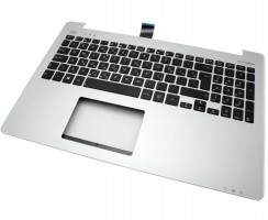 Tastatura Asus  A551LN neagra cu Palmrest argintiu. Keyboard Asus  A551LN neagra cu Palmrest argintiu. Tastaturi laptop Asus  A551LN neagra cu Palmrest argintiu. Tastatura notebook Asus  A551LN neagra cu Palmrest argintiu