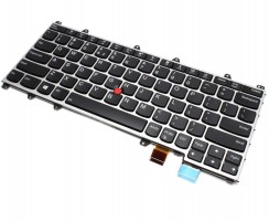 Tastatura Lenovo 14P3UA171GBPE9 neagra cu rama argintie iluminata backlit. Keyboard Lenovo 14P3UA171GBPE9 neagra cu rama argintie. Tastaturi laptop Lenovo 14P3UA171GBPE9 neagra cu rama argintie. Tastatura notebook Lenovo 14P3UA171GBPE9 neagra cu rama argintie