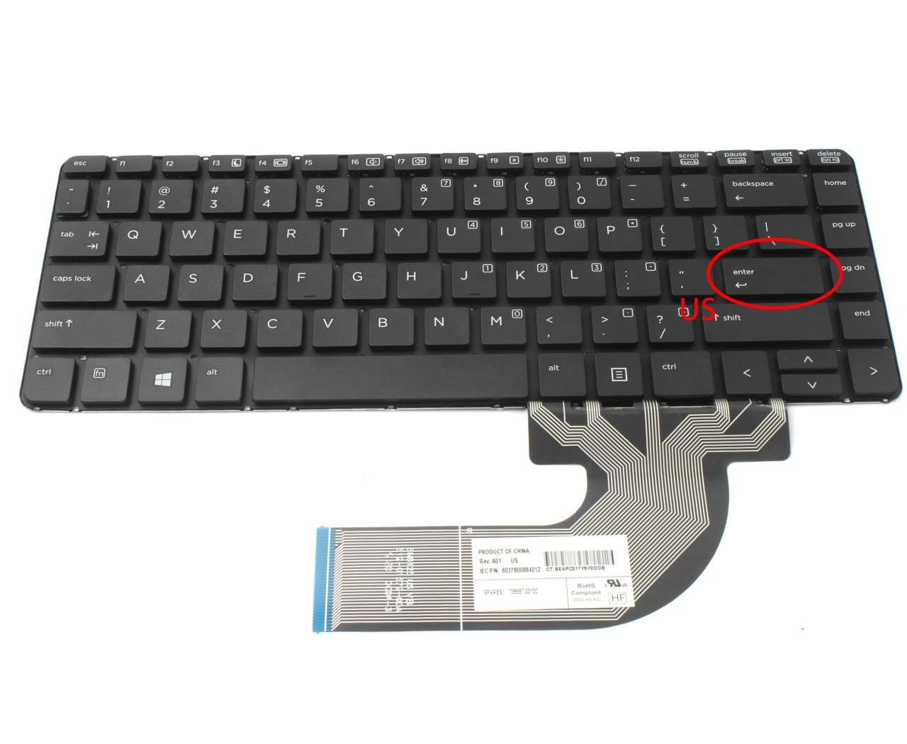 Tastatura neagra HP ProBook 645 G1 layout US fara rama enter mic