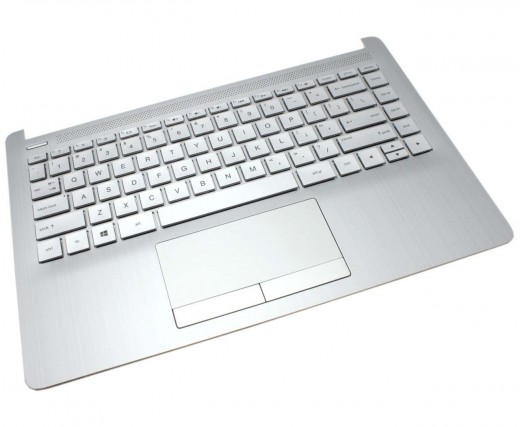 Tastatura HP 14-DK Argintie cu Palmrest Argintiu si TouchPad iluminata backlit. Keyboard HP 14-DK Argintie cu Palmrest Argintiu si TouchPad. Tastaturi laptop HP 14-DK Argintie cu Palmrest Argintiu si TouchPad. Tastatura notebook HP 14-DK Argintie cu Palmrest Argintiu si TouchPad