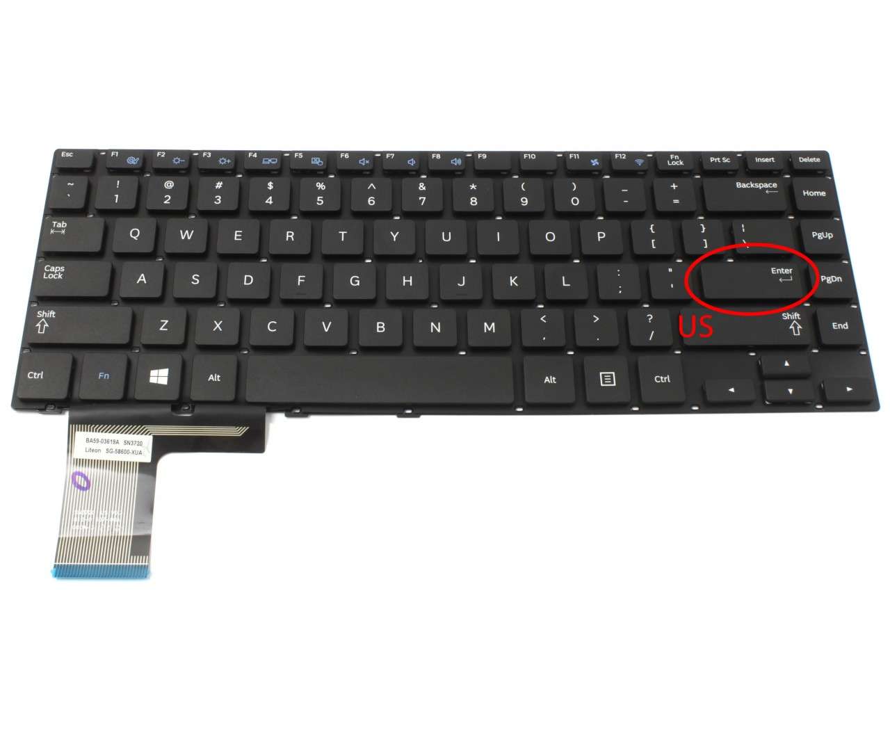 Tastatura Samsung BA59 03619A layout US fara rama enter mic powerlaptop.ro