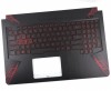 Tastatura Asus FX504 Neagra cu Palmrest Negru cu Rosu iluminata backlit. Keyboard Asus FX504 Neagra cu Palmrest Negru cu Rosu. Tastaturi laptop Asus FX504 Neagra cu Palmrest Negru cu Rosu. Tastatura notebook Asus FX504 Neagra cu Palmrest Negru cu Rosu