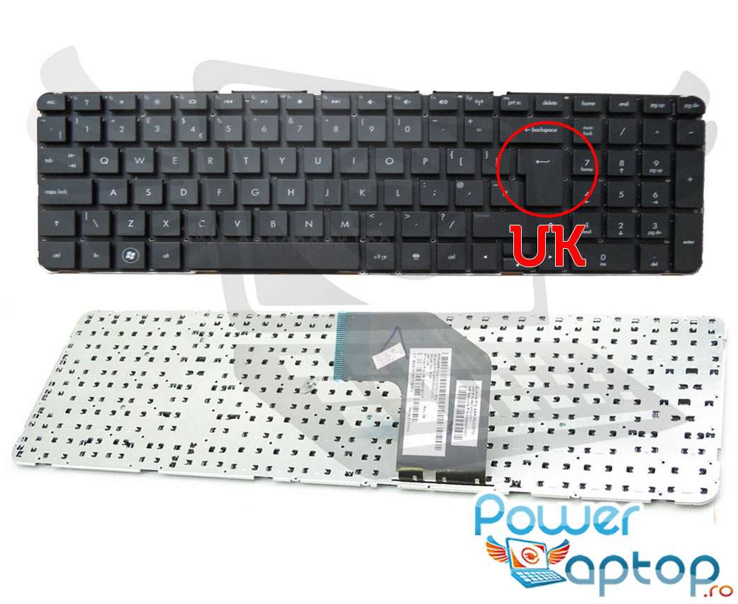 Tastatura HP Pavilion G6 2090 layout UK fara rama enter mare imagine powerlaptop.ro 2021