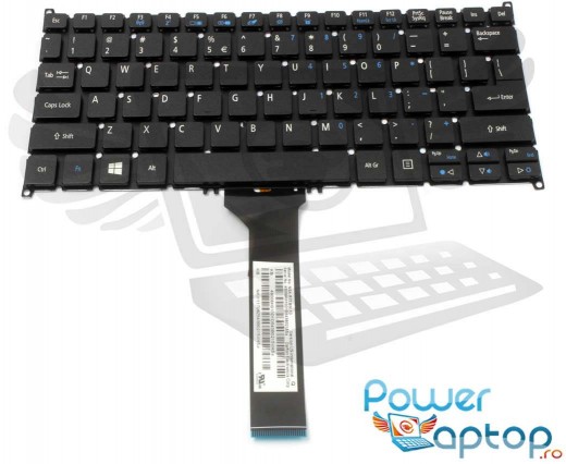Tastatura Acer Aspire E3 112M iluminata layout US fara rama enter mic