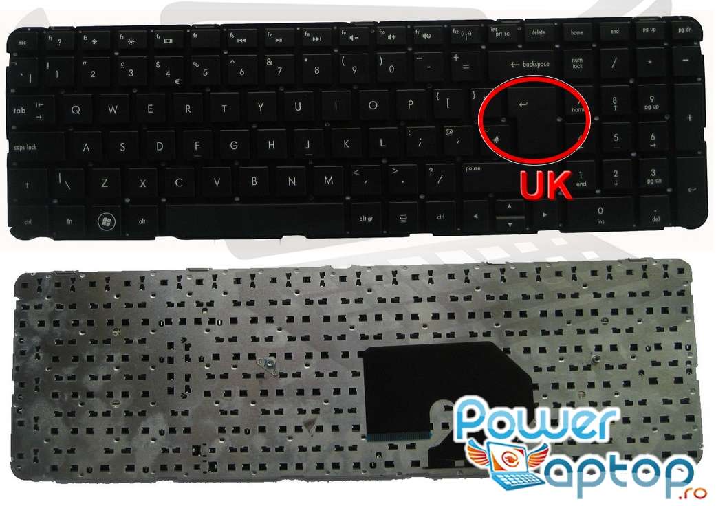 Tastatura HP HPMH 634016 DH1 layout UK fara rama enter mare imagine powerlaptop.ro 2021