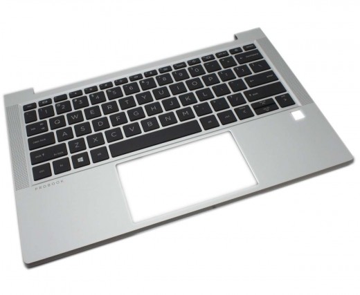 Tastatura HP ProBook 435 G8 Neagra cu Palmrest Argintiu si Orificiu Amprenta iluminata backlit. Keyboard HP ProBook 435 G8 Neagra cu Palmrest Argintiu si Orificiu Amprenta. Tastaturi laptop HP ProBook 435 G8 Neagra cu Palmrest Argintiu si Orificiu Amprenta. Tastatura notebook HP ProBook 435 G8 Neagra cu Palmrest Argintiu si Orificiu Amprenta