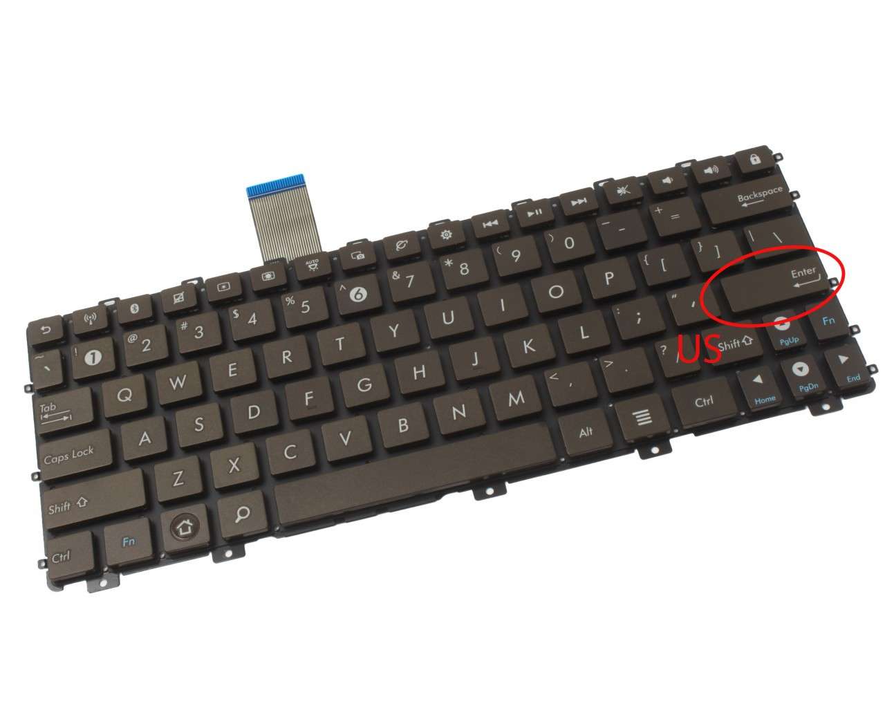 Tastatura maro Asus Eee PC 1011CX layout US fara rama enter mic