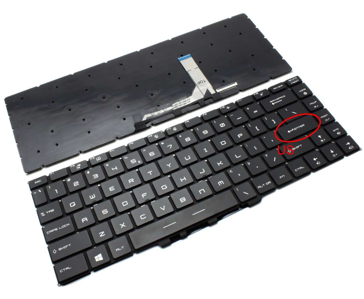 Tastatura MSI GF65 iluminata layout US fara rama enter mic enter imagine 2022