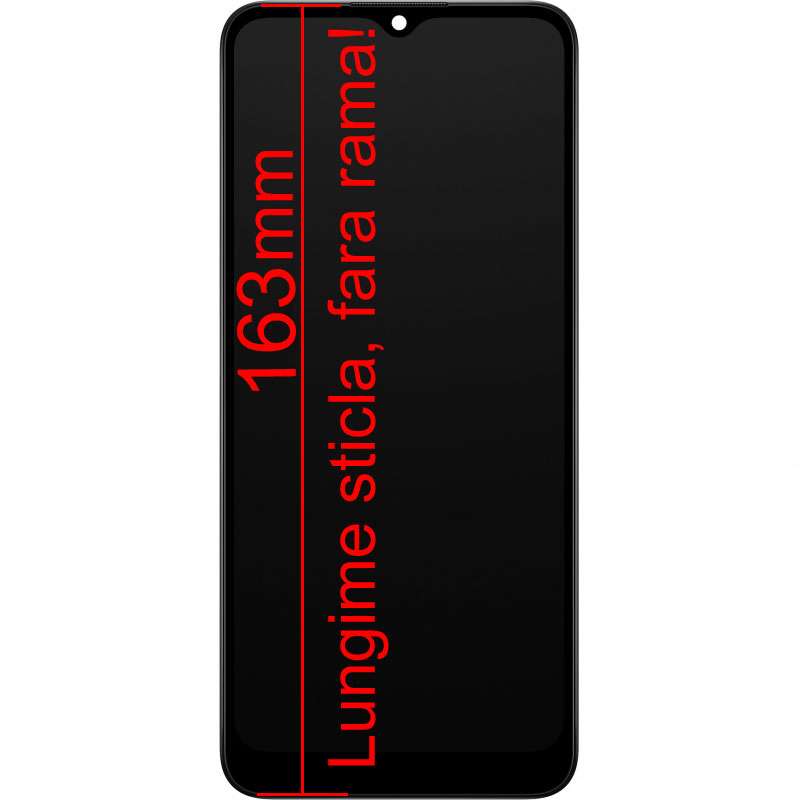 Display Samsung Galaxy A03S A037 cu Rama Display Original Service Pack Negru Black VARIANTA LUNGA CU STICLA 163mm (Negru) (Negru)