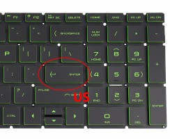 Tastatura Verde HP Pavilion 15T-DA iluminata verde layout US fara rama enter mic