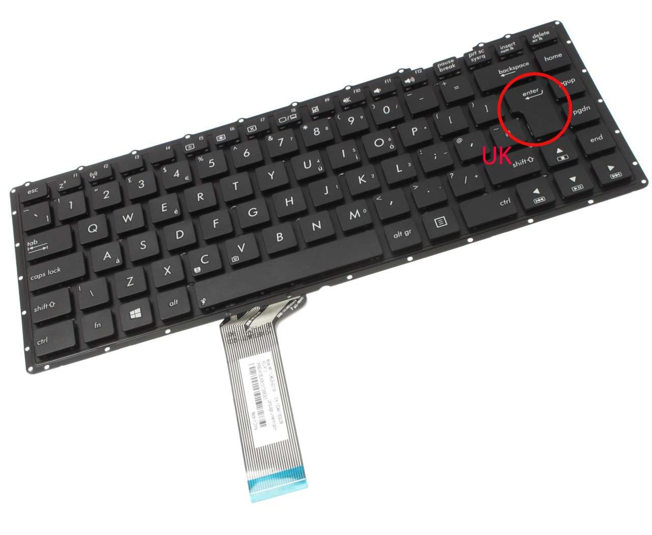 Tastatura Asus X451C layout UK fara rama enter mare