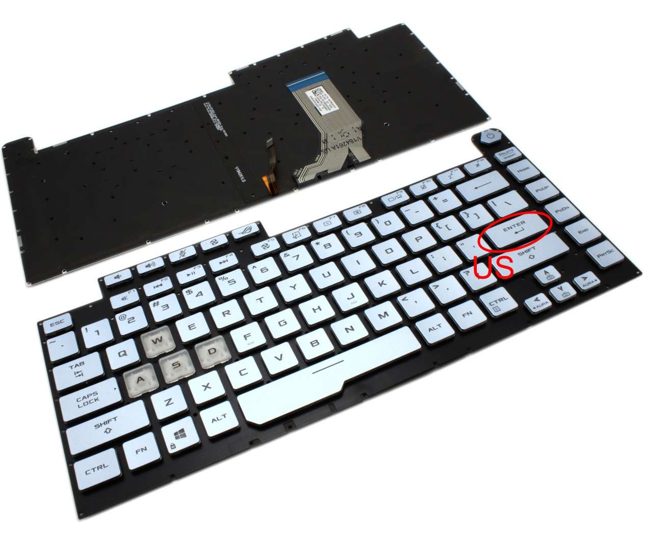 Tastatura Albastra Asus ROG STRIX G512LW iluminata layout US fara rama enter mic Albastra imagine 2022