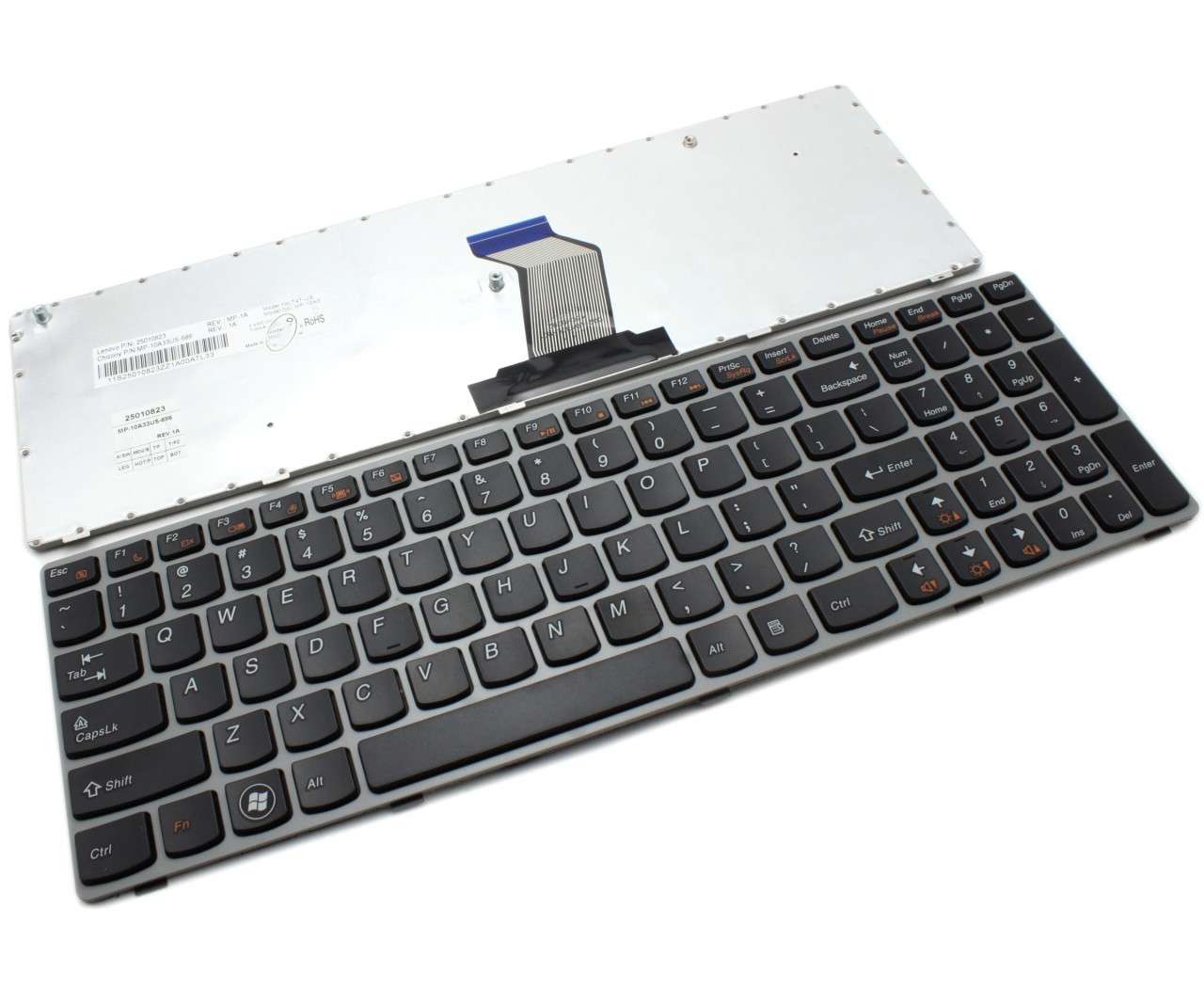 Tastatura Lenovo 25010823 Neagra cu Rama Gri Originala IBM Lenovo imagine noua 2022