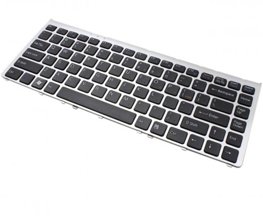 Tastatura Sony Vaio VGN-FW51ZF/H neagra cu rama gri. Keyboard Sony Vaio VGN-FW51ZF/H neagra cu rama gri. Tastaturi laptop Sony Vaio VGN-FW51ZF/H neagra cu rama gri. Tastatura notebook Sony Vaio VGN-FW51ZF/H neagra cu rama gri