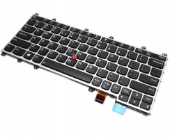 Tastatura Lenovo 00PA206 neagra cu rama argintie iluminata backlit. Keyboard Lenovo 00PA206 neagra cu rama argintie. Tastaturi laptop Lenovo 00PA206 neagra cu rama argintie. Tastatura notebook Lenovo 00PA206 neagra cu rama argintie