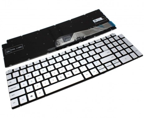 Tastatura Dell 0WNM6 Argintie iluminata backlit. Keyboard Dell 0WNM6 Argintie. Tastaturi laptop Dell 0WNM6 Argintie. Tastatura notebook Dell 0WNM6 Argintie