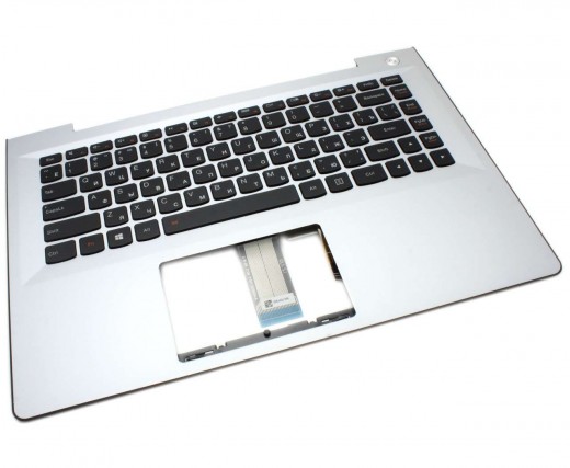 Tastatura Lenovo 460.03N09.0002 Neagra cu Palmrest Argintiu iluminata backlit. Keyboard Lenovo 460.03N09.0002 Neagra cu Palmrest Argintiu. Tastaturi laptop Lenovo 460.03N09.0002 Neagra cu Palmrest Argintiu. Tastatura notebook Lenovo 460.03N09.0002 Neagra cu Palmrest Argintiu
