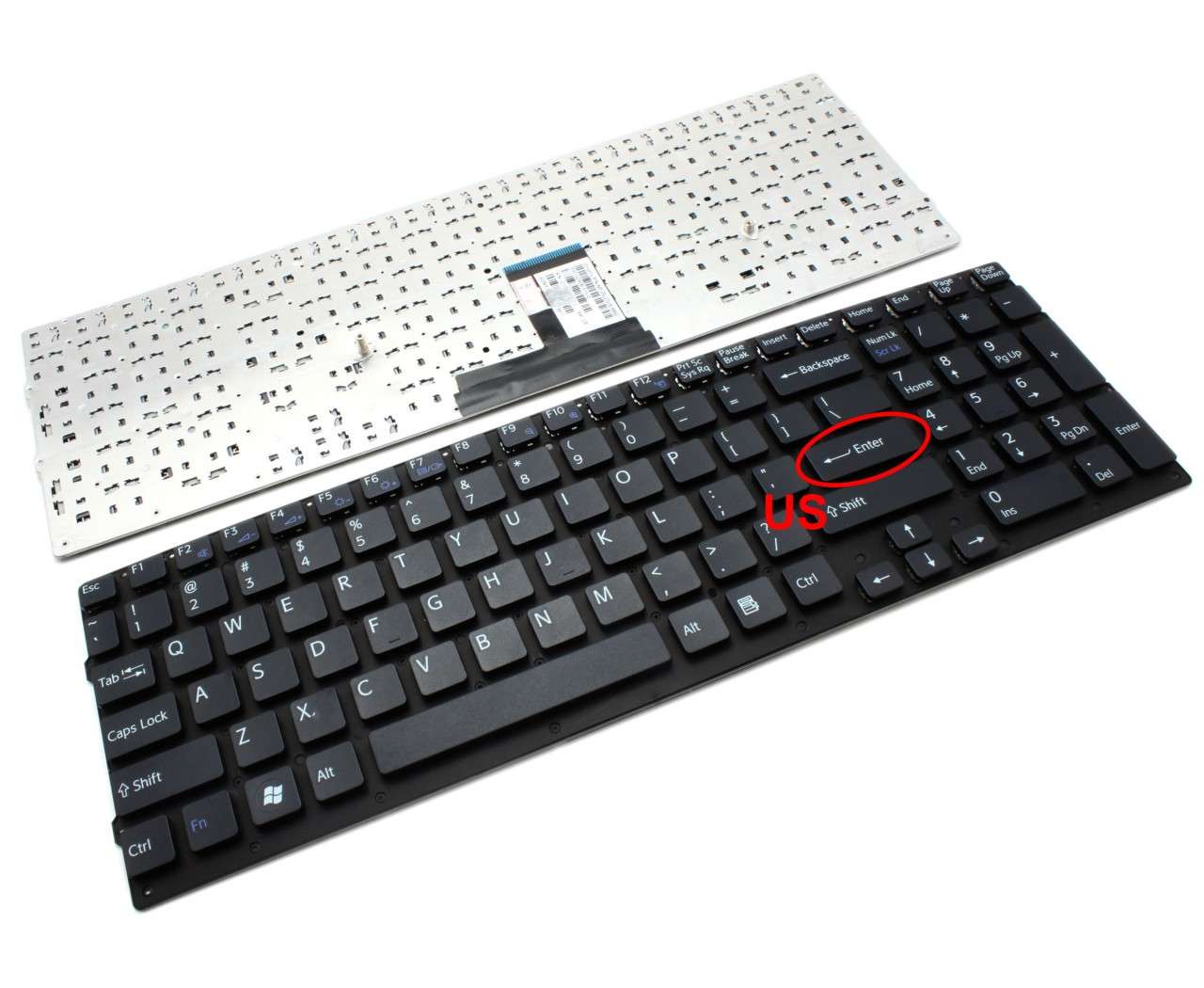Tastatura Neagra Sony Vaio VPC EC3CFX layout US fara rama enter mic