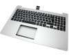 Tastatura Asus  A551LN neagra cu Palmrest argintiu. Keyboard Asus  A551LN neagra cu Palmrest argintiu. Tastaturi laptop Asus  A551LN neagra cu Palmrest argintiu. Tastatura notebook Asus  A551LN neagra cu Palmrest argintiu