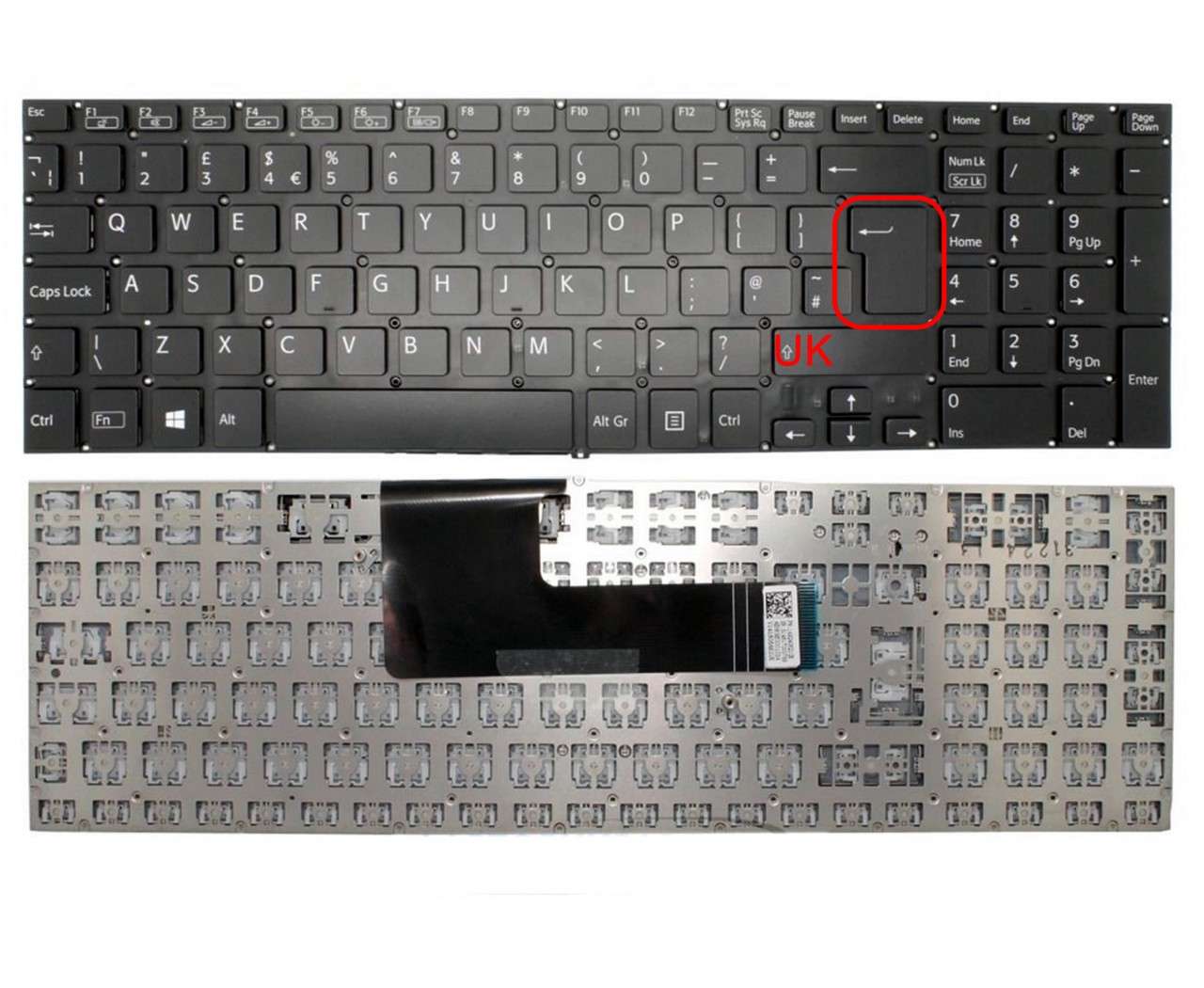 Tastatura Sony Vaio SVF153 layout UK fara rama enter mare neagra powerlaptop.ro imagine noua reconect.ro