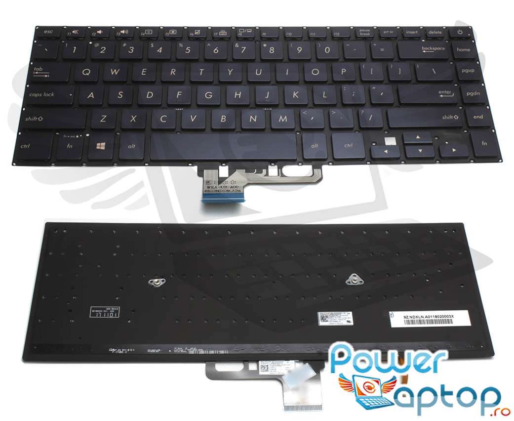 Tastatura Asus Pro UX550VE iluminata layout US fara rama enter mic