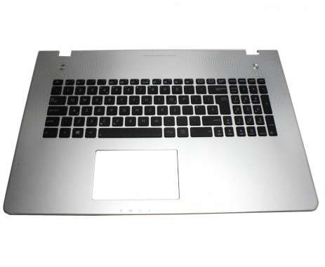 Tastatura Asus  N76VZ neagra cu Palmrest argintiu. Keyboard Asus  N76VZ neagra cu Palmrest argintiu. Tastaturi laptop Asus  N76VZ neagra cu Palmrest argintiu. Tastatura notebook Asus  N76VZ neagra cu Palmrest argintiu