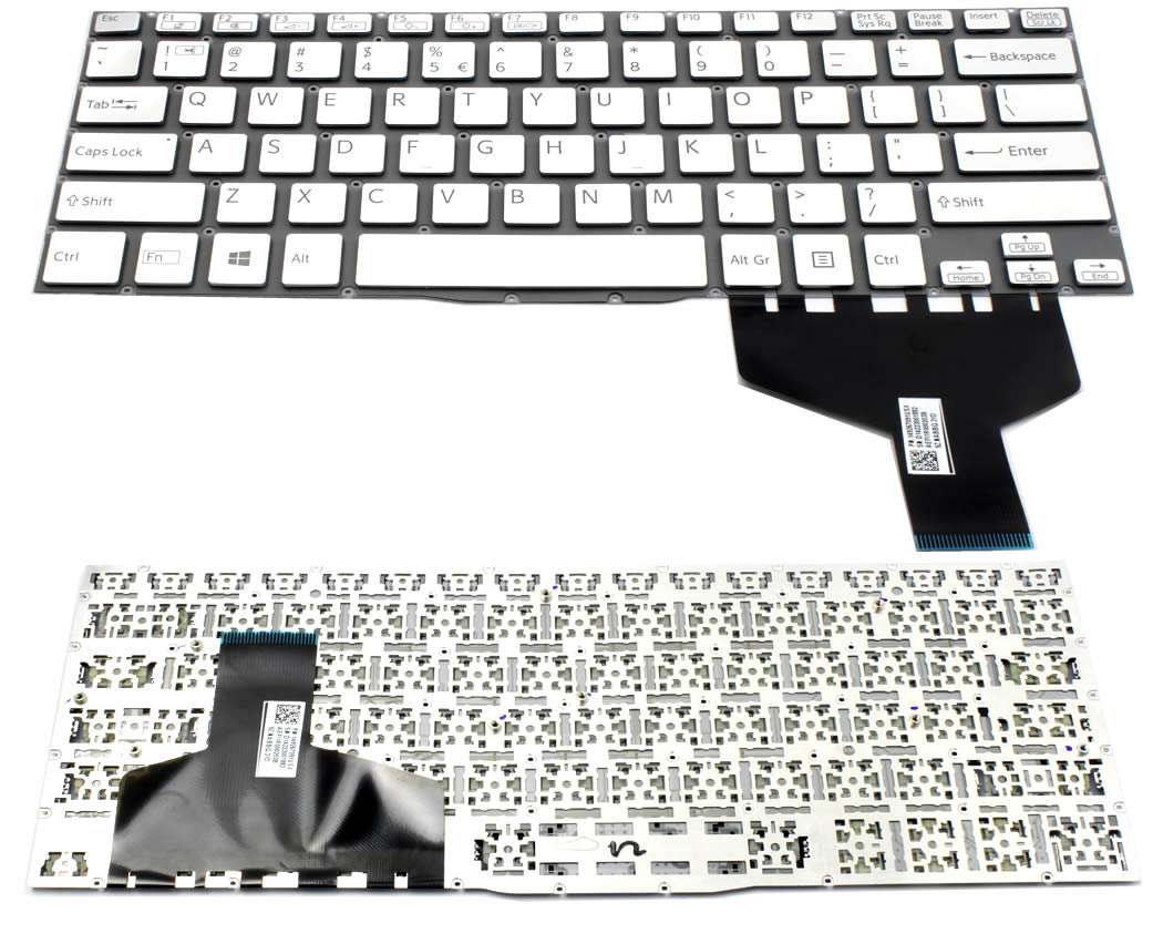 Tastatura argintie Sony Vaio SVF13N17PXS layout US fara rama enter mic imagine powerlaptop.ro 2021
