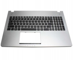Tastatura Asus  N56VM neagra cu Palmrest argintiu iluminata backlit. Keyboard Asus  N56VM neagra cu Palmrest argintiu. Tastaturi laptop Asus  N56VM neagra cu Palmrest argintiu. Tastatura notebook Asus  N56VM neagra cu Palmrest argintiu