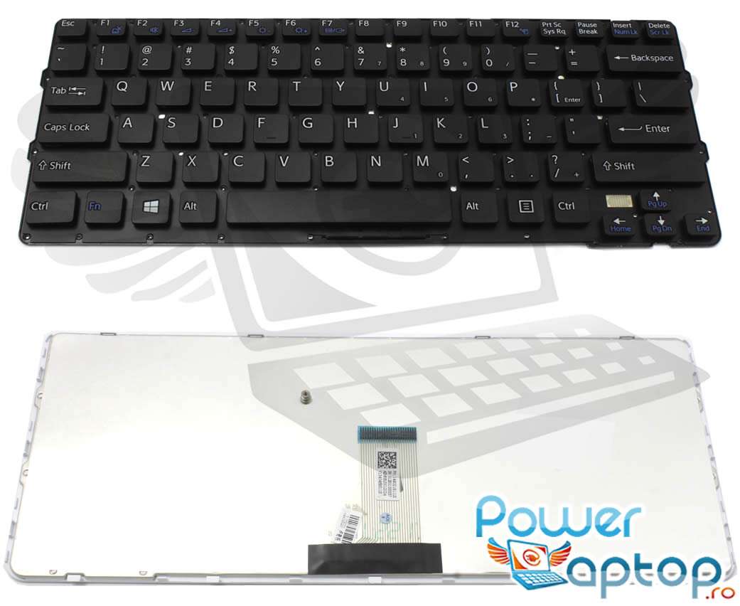 Tastatura neagra Sony Vaio SVE1412 series layout US fara rama enter mic imagine powerlaptop.ro 2021